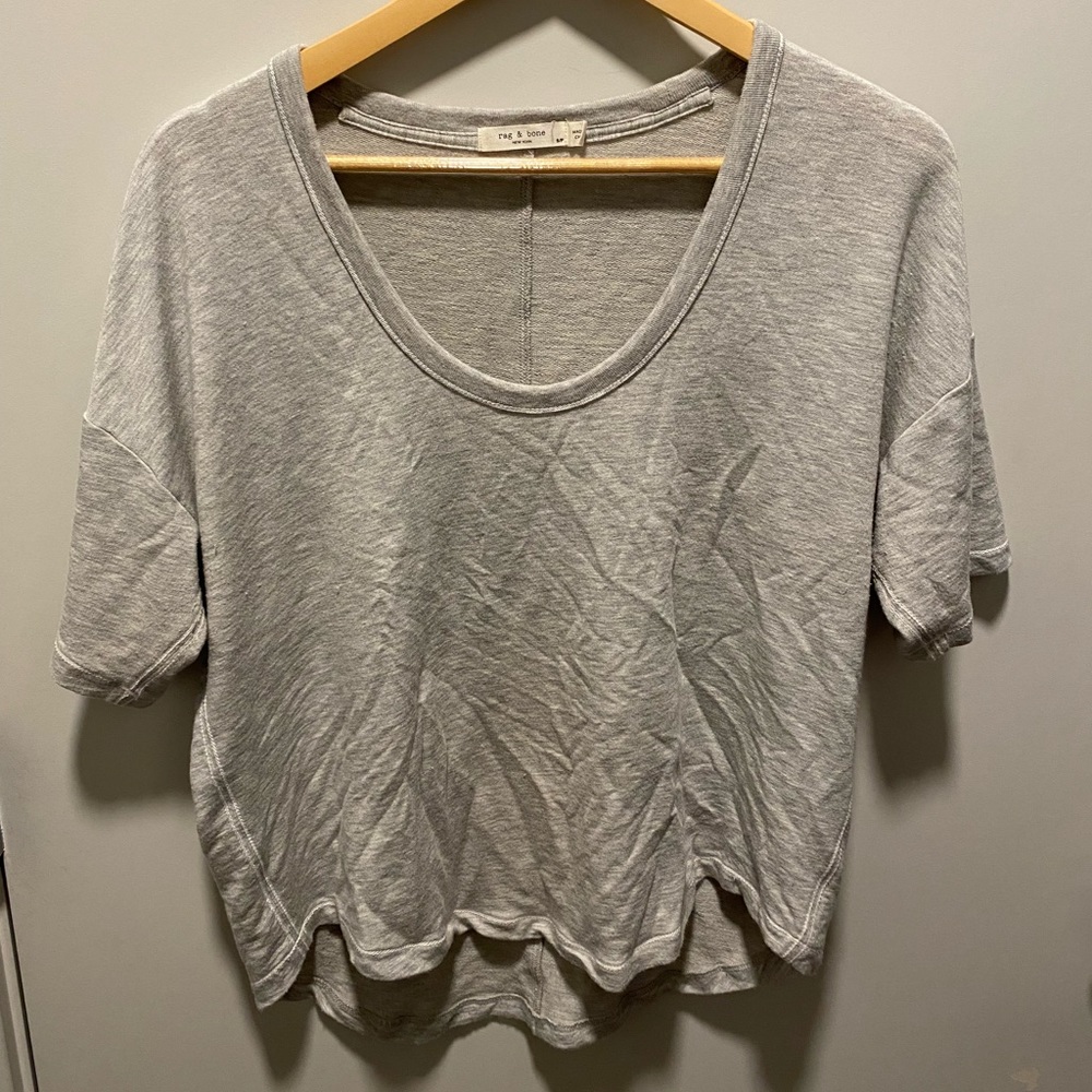 Rag & Bone Marlon Scoop Neck Top - Small Gray